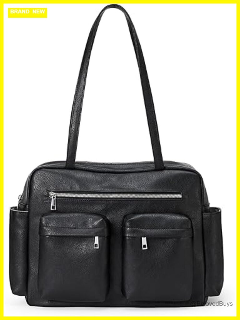 Vegan Leather Tote Bag Pocket Utility Shoulder Travel Purse Handbag
